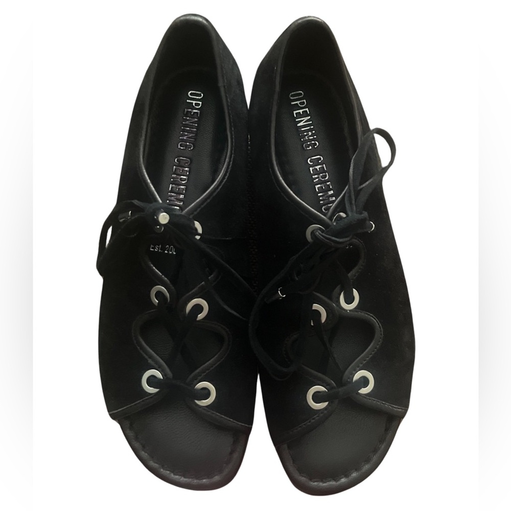 OPENING CEREMONY lace up open toe flats